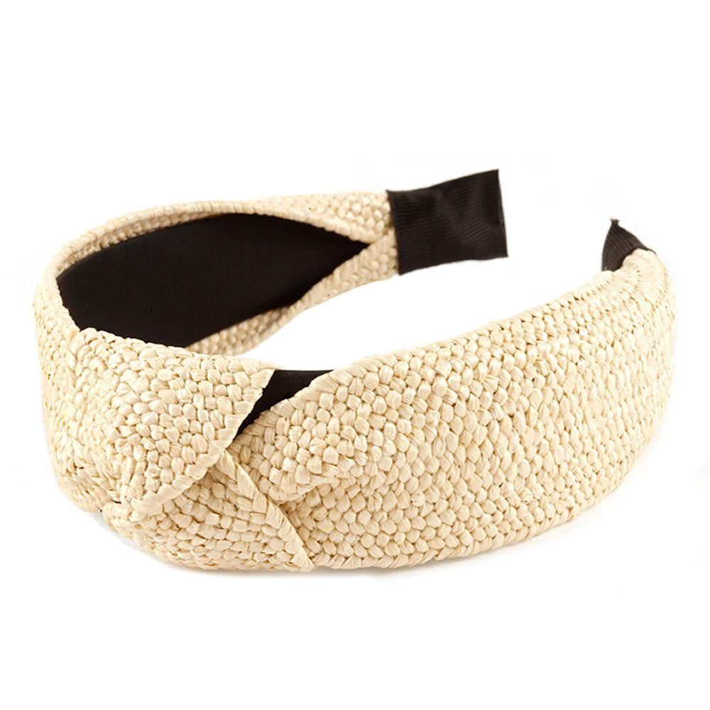Rattan Wide Knotted Headband- Ivory