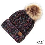 Load image into Gallery viewer, C.C Chunky Knit Fuzzy Lined Faux Fur Pom Beanie

