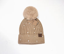 Load image into Gallery viewer, CC Pearl Embellishment Pom Beanie Hat
