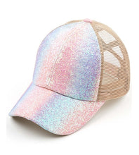 Load image into Gallery viewer, C.C Glitter Criss-Cross PonyTail Cap with Mesh Back
