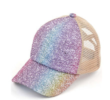 Load image into Gallery viewer, C.C Glitter Criss-Cross PonyTail Cap with Mesh Back
