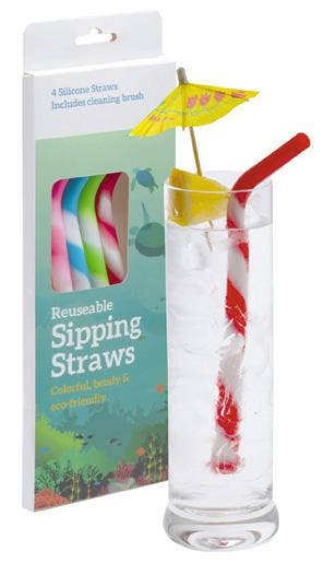 Reuseable Silicone Sipping Straws 4pk