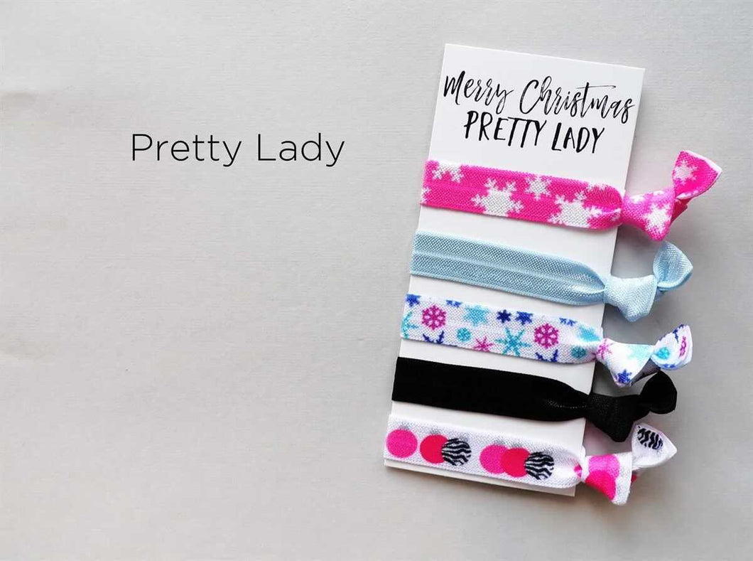 Merry Christmas Pretty Lady Hair Ties with Card