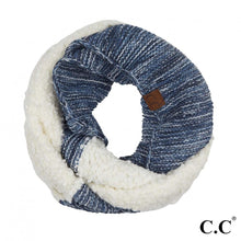 Load image into Gallery viewer, CC Popcorn Heathered Sherpa Lined Knit Scarf
