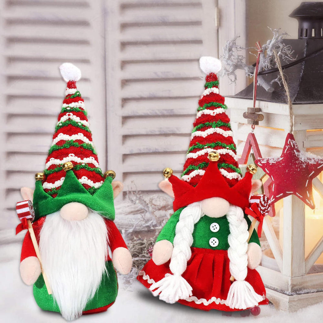 Red + Green holiday gnome duo